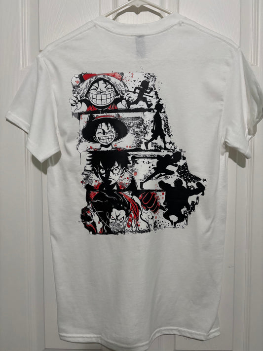 White t-shirt One Piece Straw Hat
